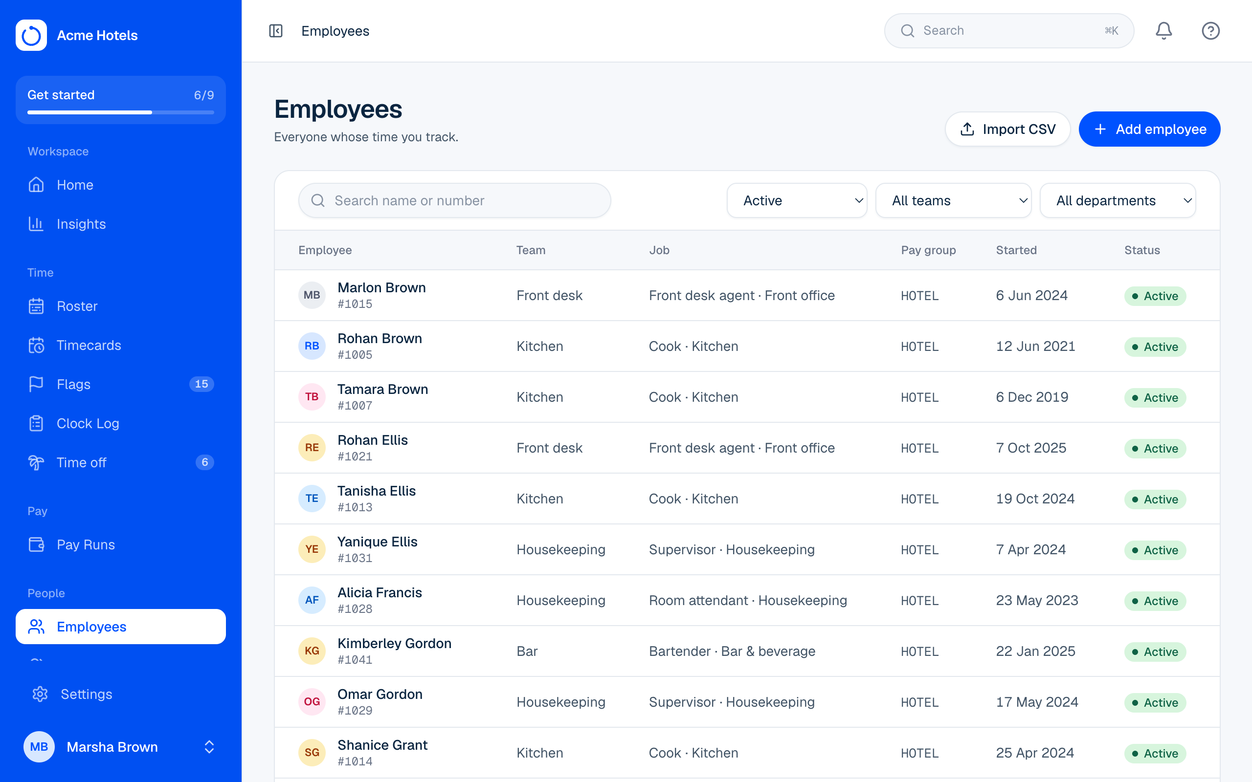 Add and import employees