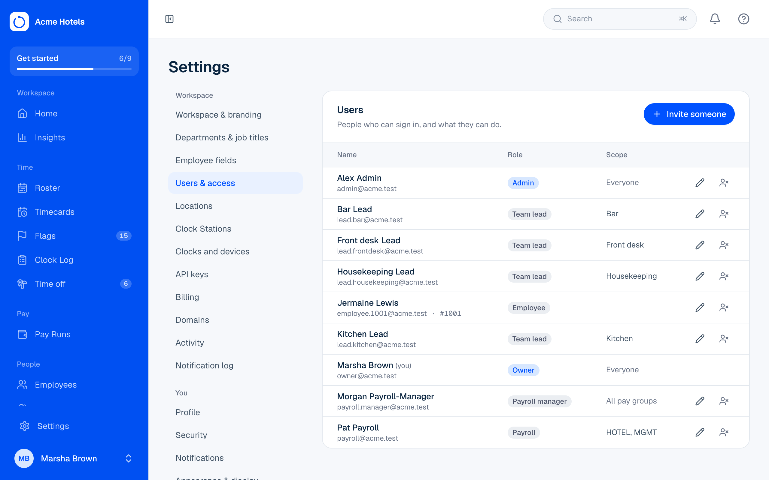 Invite users and choose roles