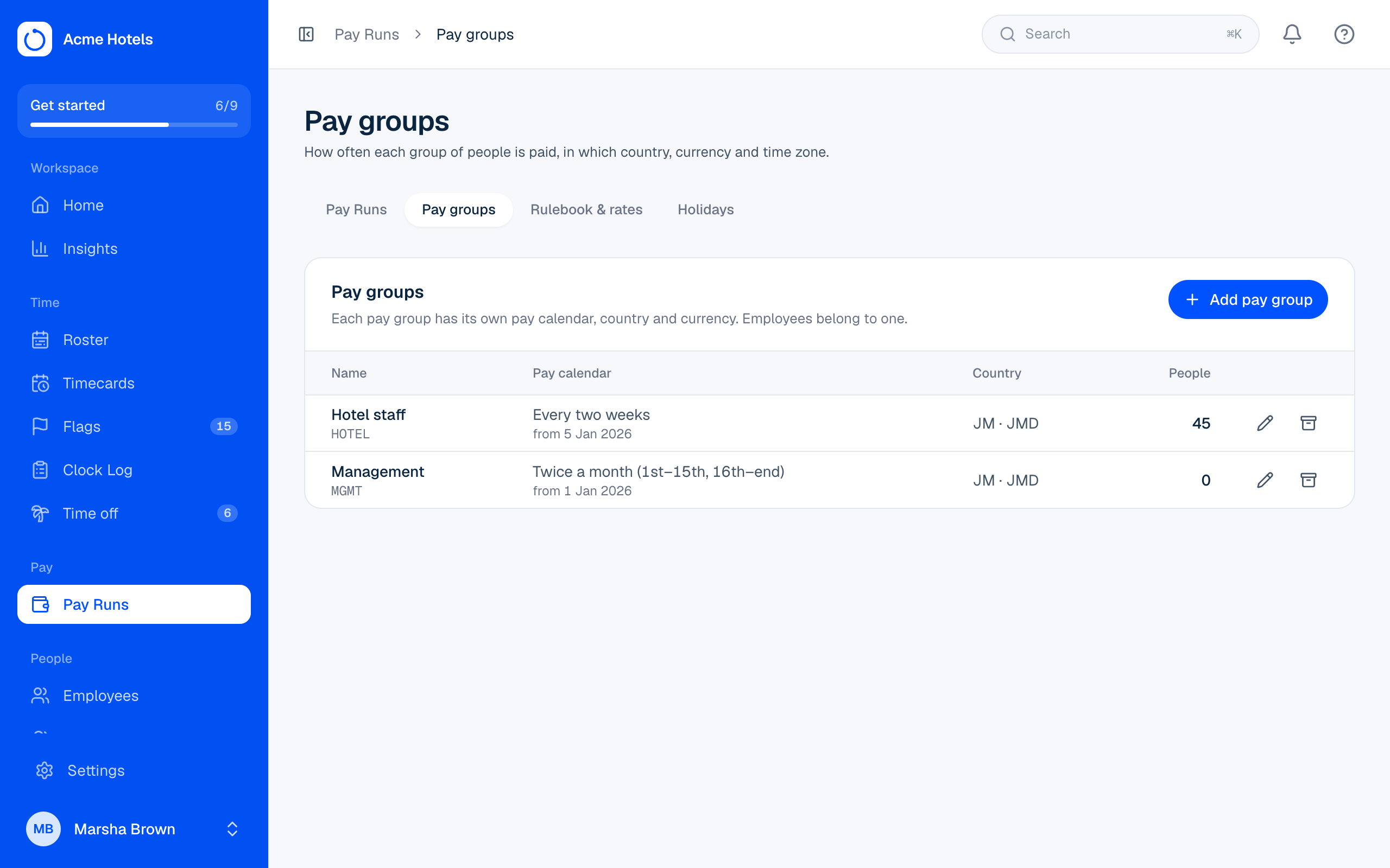 Pay groups and pay cycles