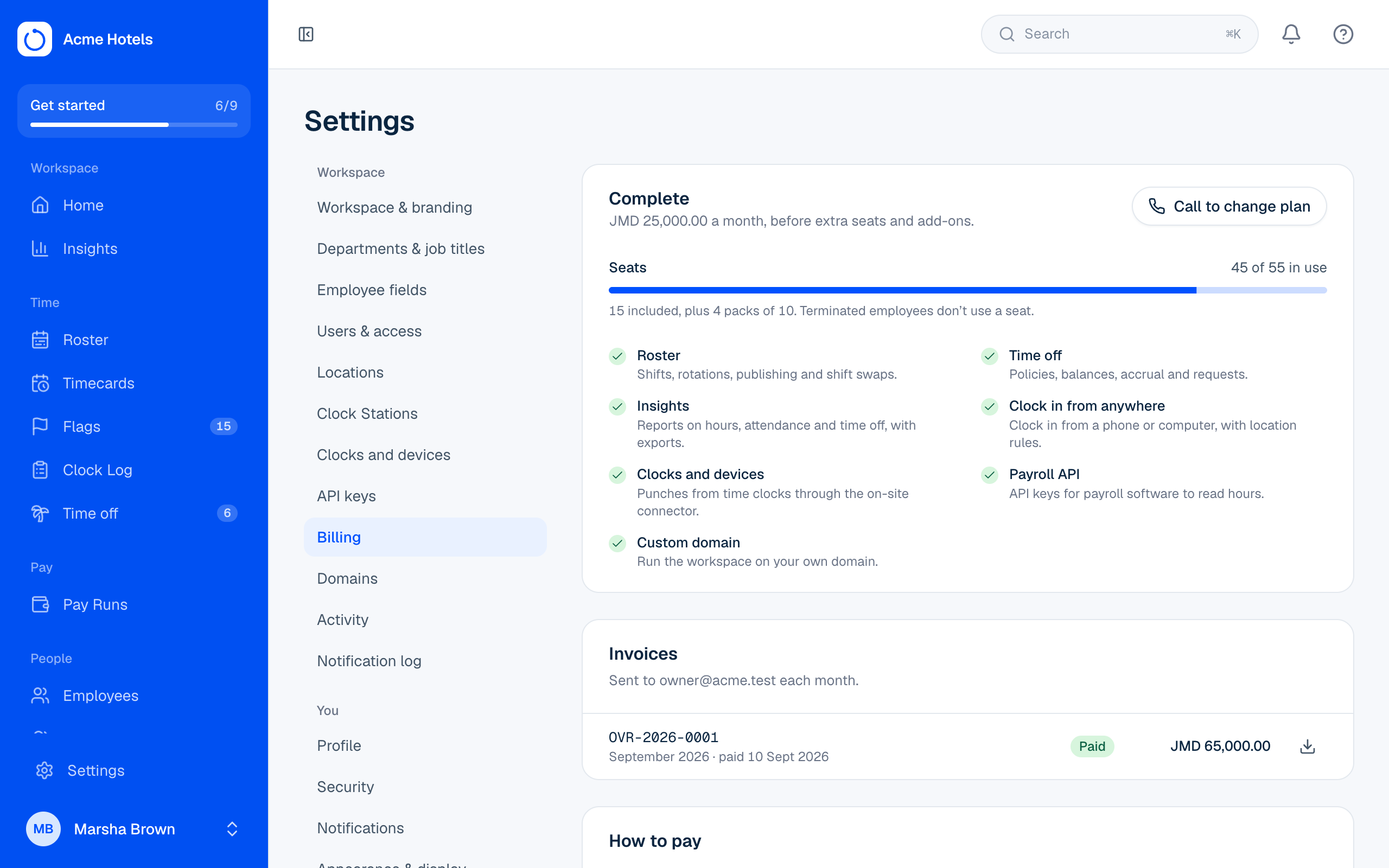 Your plan, seats and invoices
