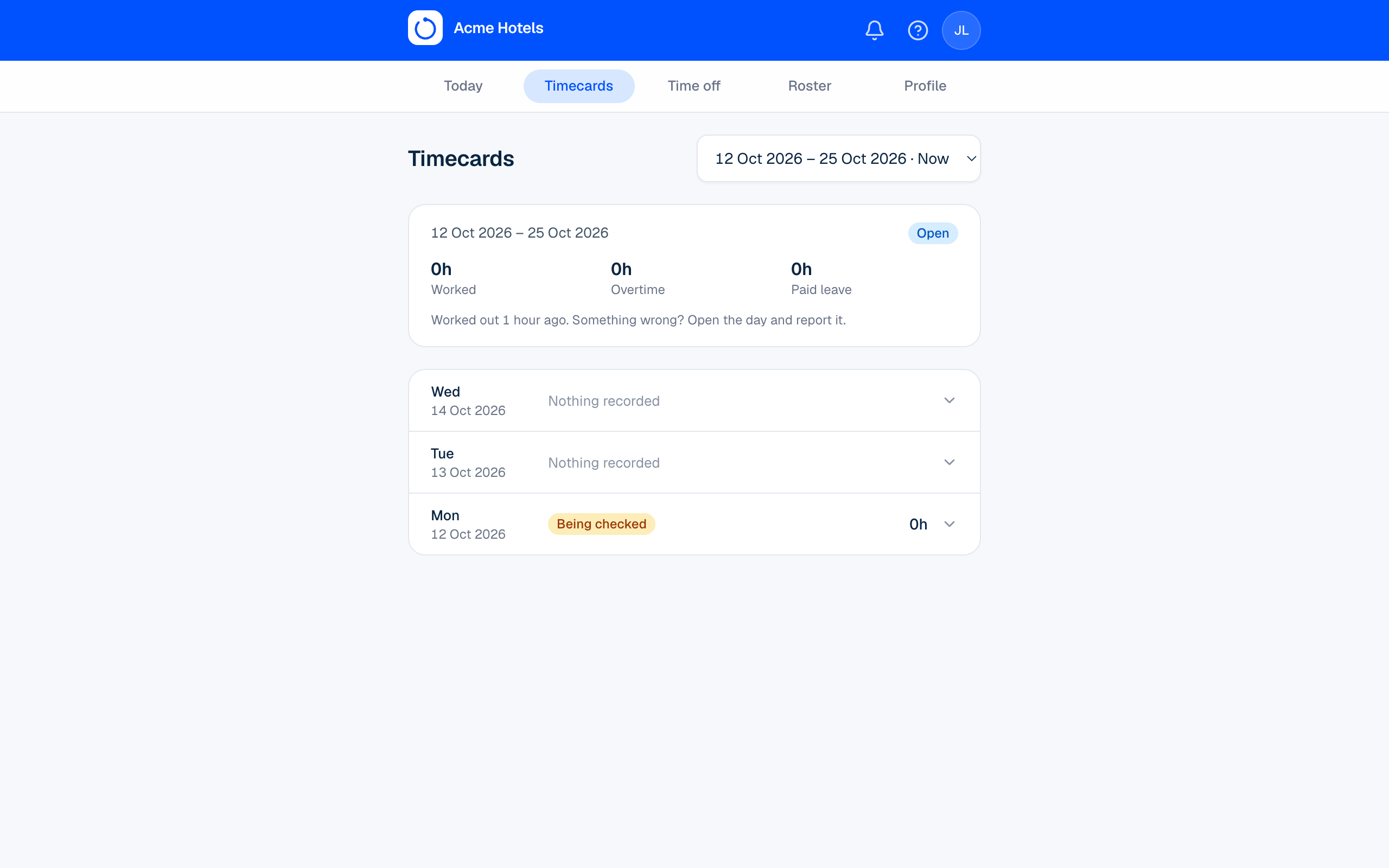 Report a problem with your hours