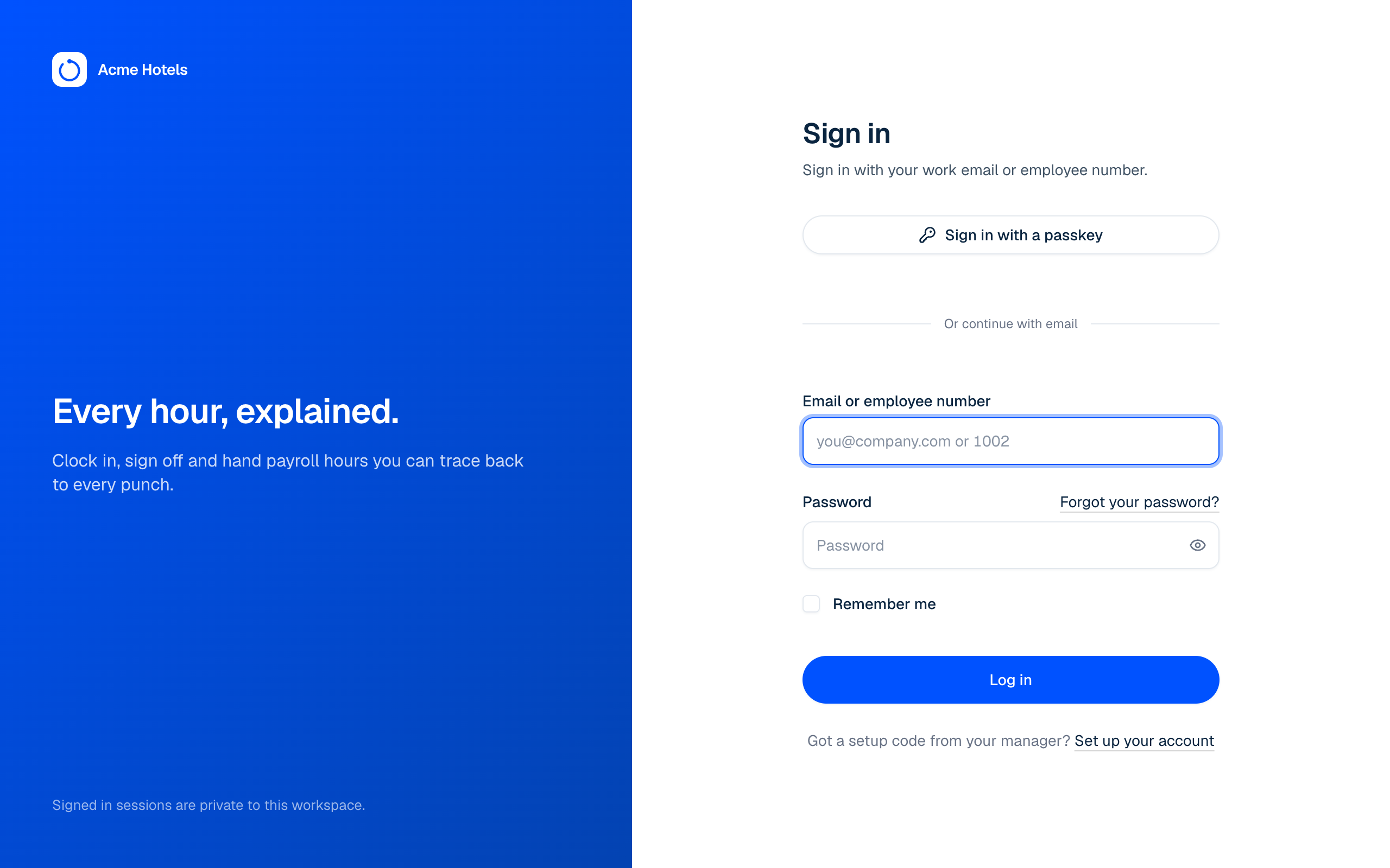 Sign in and find your workspace